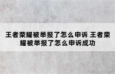 王者荣耀被举报了怎么申诉 王者荣耀被举报了怎么申诉成功